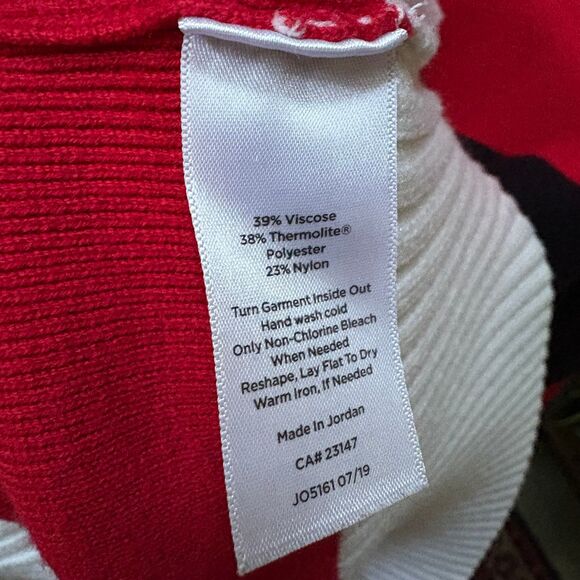 Talbots Plus 2X Red Black Ski Chalet Colorblock Crewneck Sweater - Picture 9 of 9